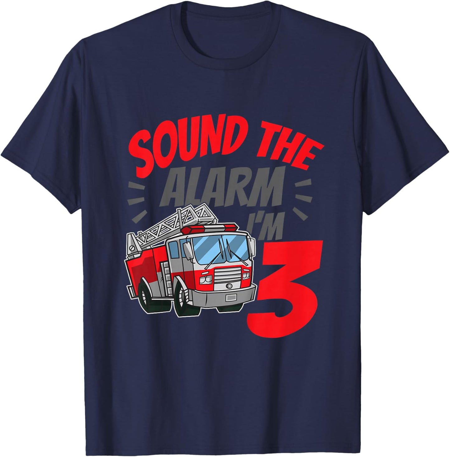 Kids Firefighter I'm 3 Birthday Fire Truck 3rd birthday T-Shirt - T-Shirt | Navy