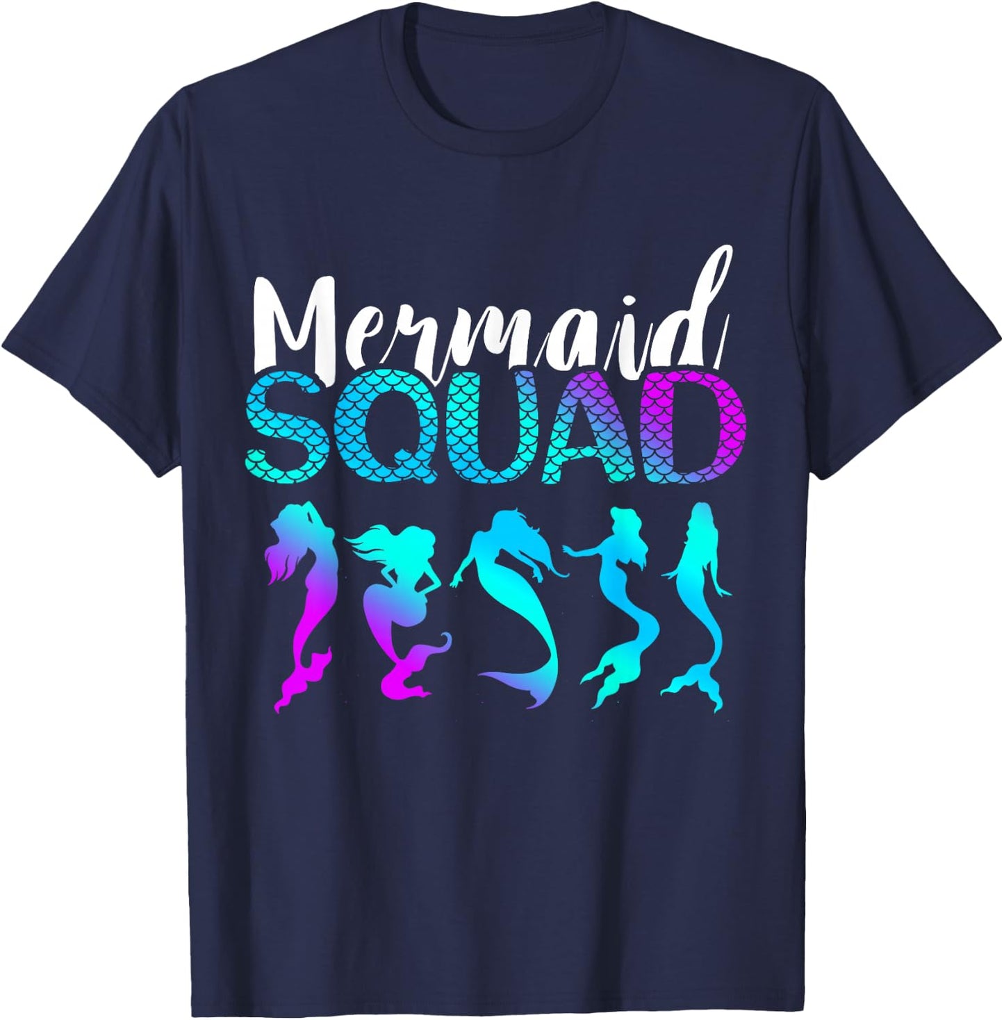 Mermaid Squad Aqua Beautiful Marine Sea Creature Clamshell T-Shirt - T-Shirt | Navy