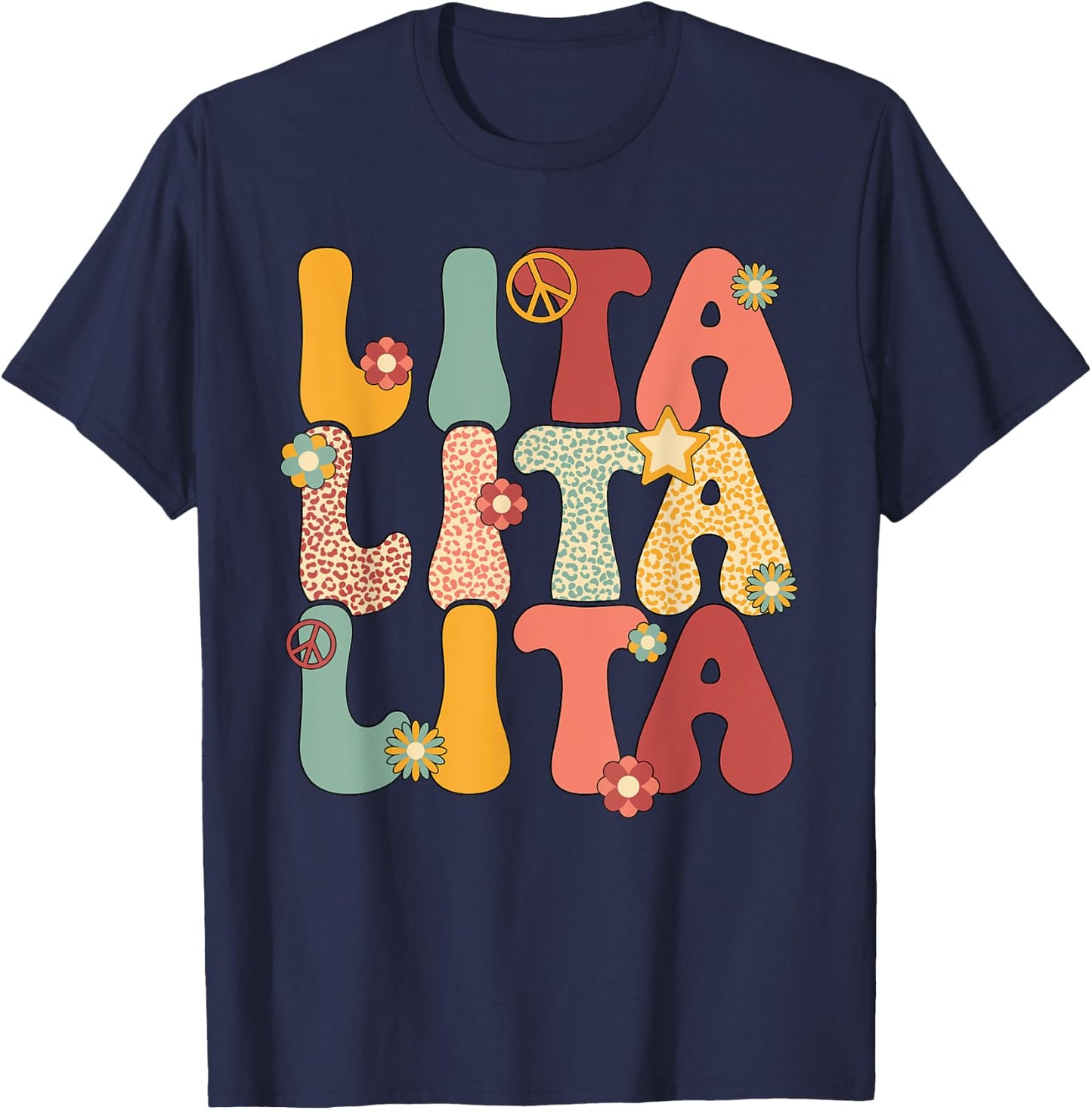 Lita Grandma Groovy Lita Grandmother T-Shirt - T-Shirt | Navy