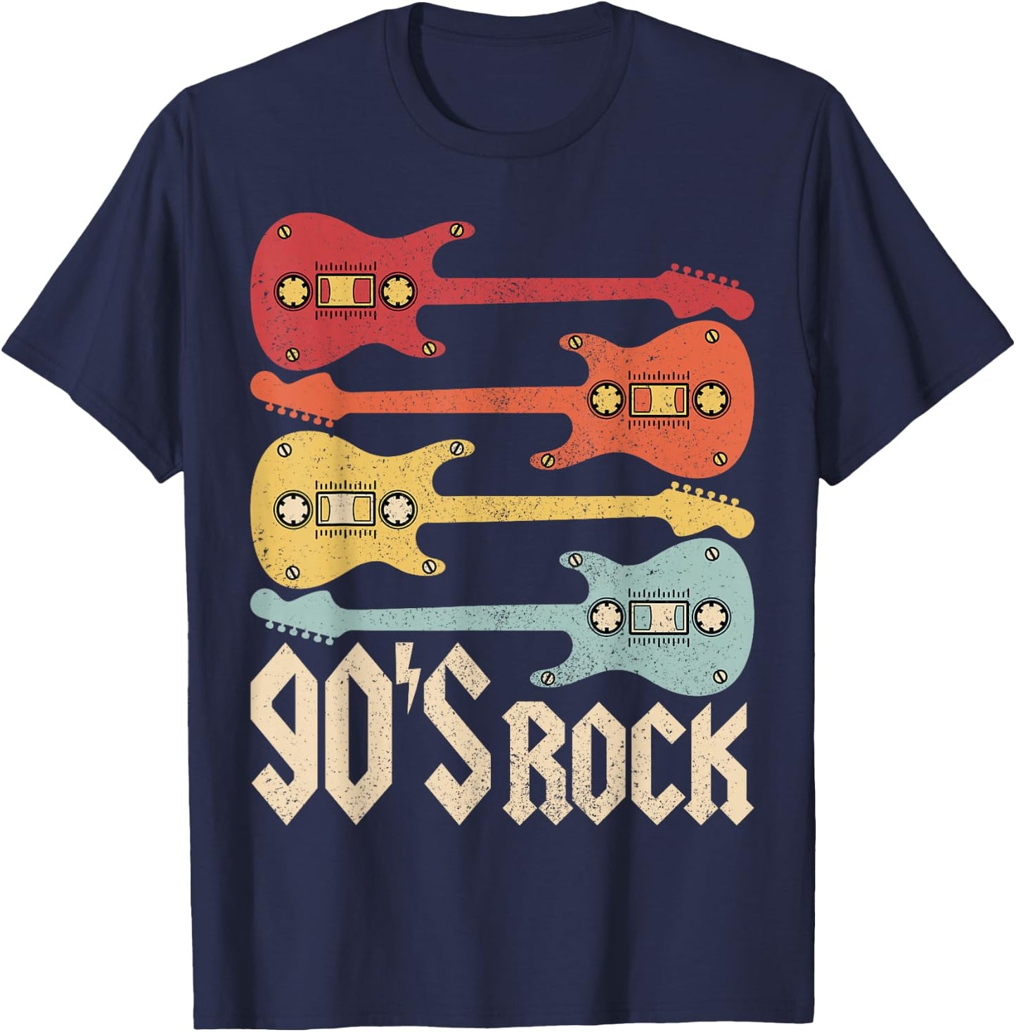 90s Rock Band Guitar Cassette Tape 1990s Vintage 90s Costume T-Shirt - T-Shirt | Navy