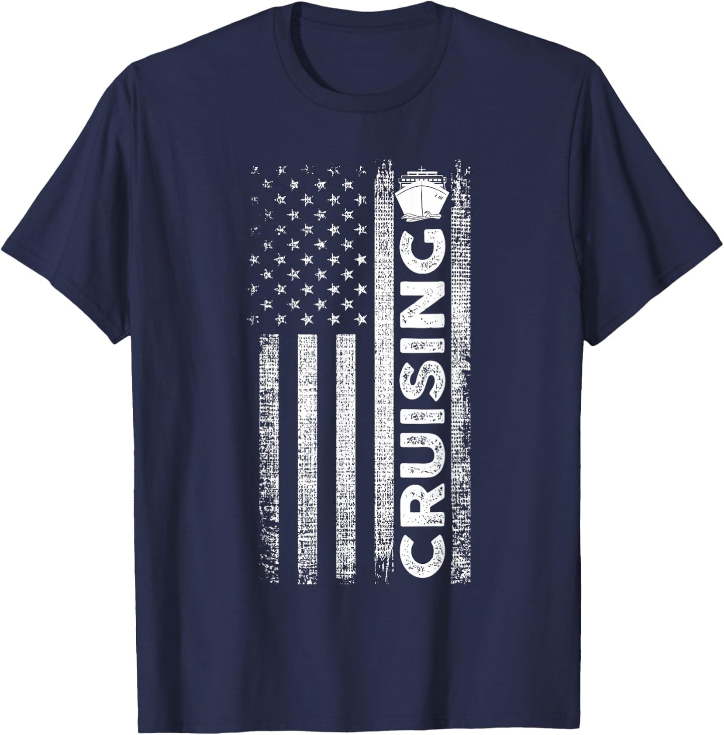 Cruise Ship Captain American Flag Cruising T-Shirt - T-Shirt | Navy