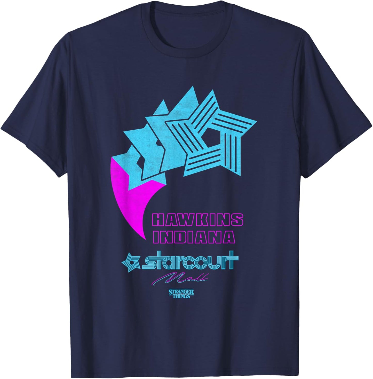Stranger Things Hawkins Indiana Starcourt Mall Retro Logo T-Shirt - T-Shirt | Navy