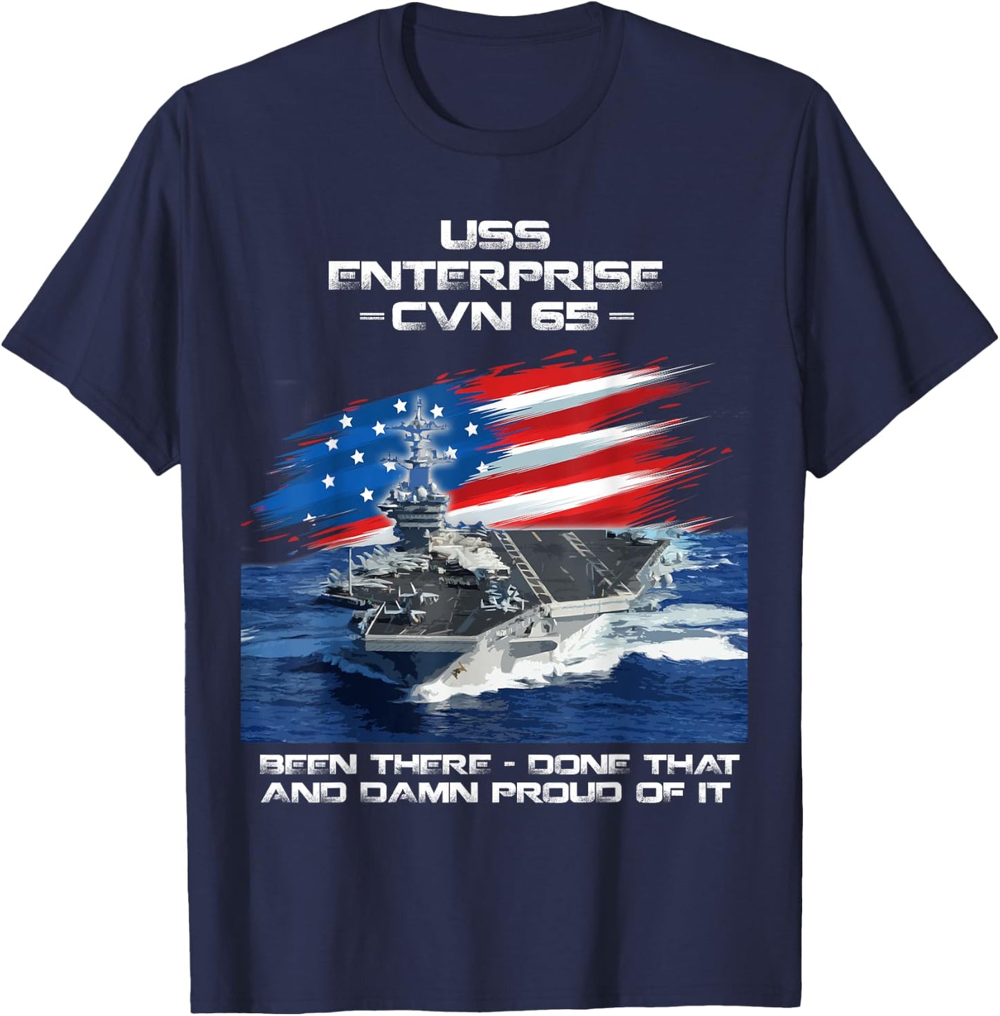 USS Enterprise CVN 65 Aircraft Carrier Veteran USA Flag Xmas T-Shirt - T-Shirt | Navy