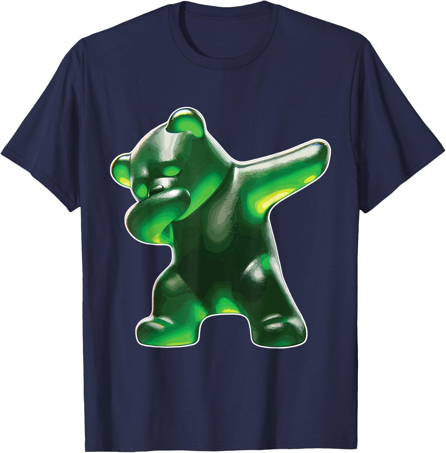 Gummy Bear, Green Gummy Bear, Dabbing Gummy Bear T-Shirt - T-Shirt | Navy