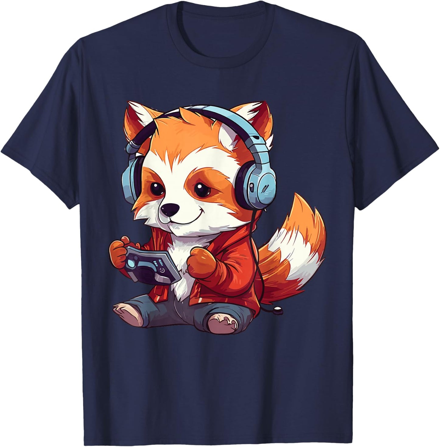 Cute Red Panda Gamer Funny Gaming Red Panda Lover T-Shirt - T-Shirt | Navy