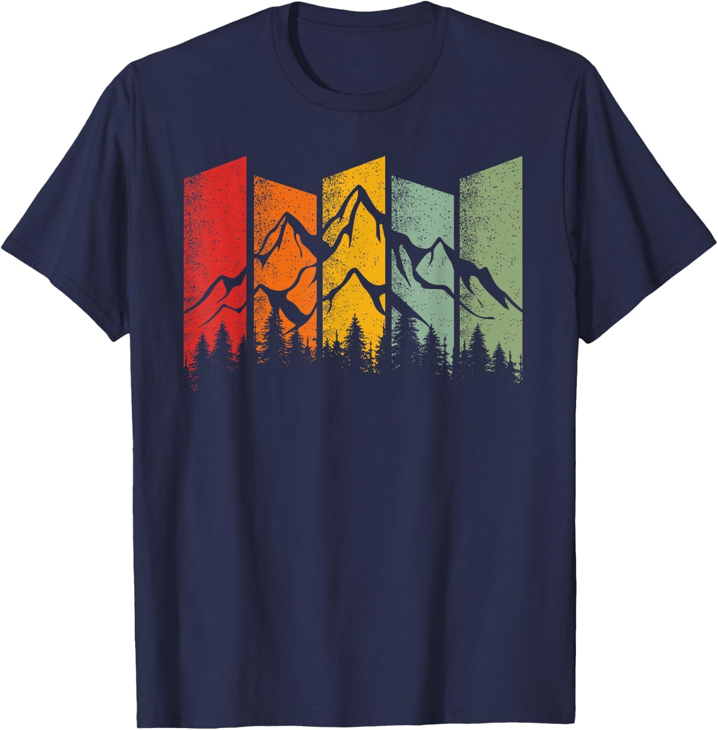 Vintage Wildlife Trees Mountain Outdoor Nature Retro Forest T-Shirt - T-Shirt | Navy
