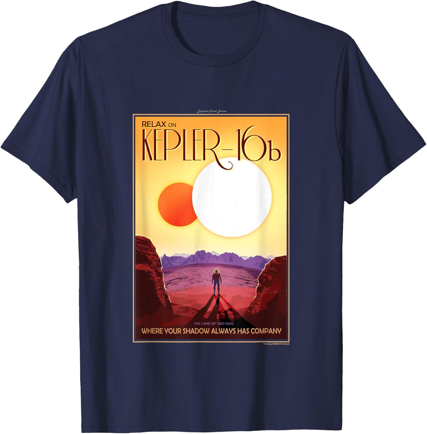 NASA Kepler 16b Interplanetary Travel Poster T-Shirt - T-Shirt | Navy