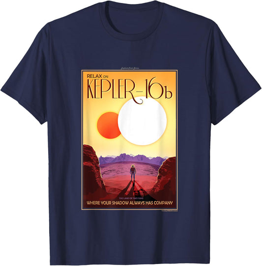 NASA Kepler 16b Interplanetary Travel Poster T-Shirt - T-Shirt | Navy