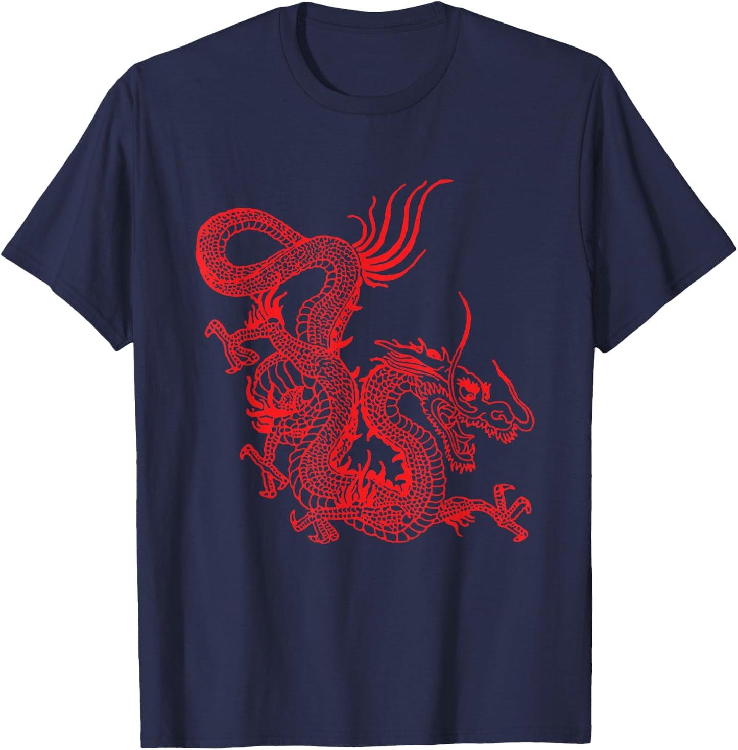 Vintage Red Chinese Dragon 80s, Traditional Asian Gift T-Shirt - T-Shirt | Navy