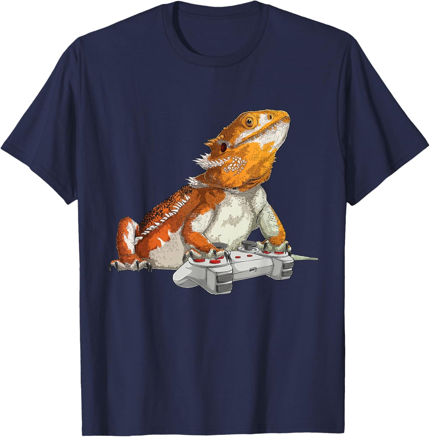 Bearded Dragon Playing Video Games Reptiles lizard Gamers T-Shirt - T-Shirt | Navy