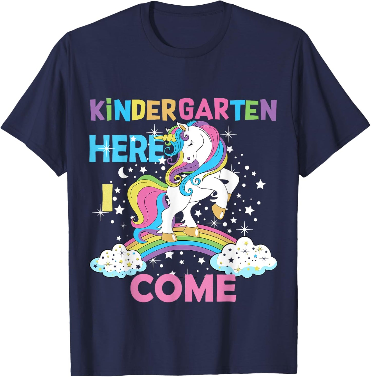 Unicorn Kindergarten Here I come School Kindergarten Girl T-Shirt - T-Shirt | Navy