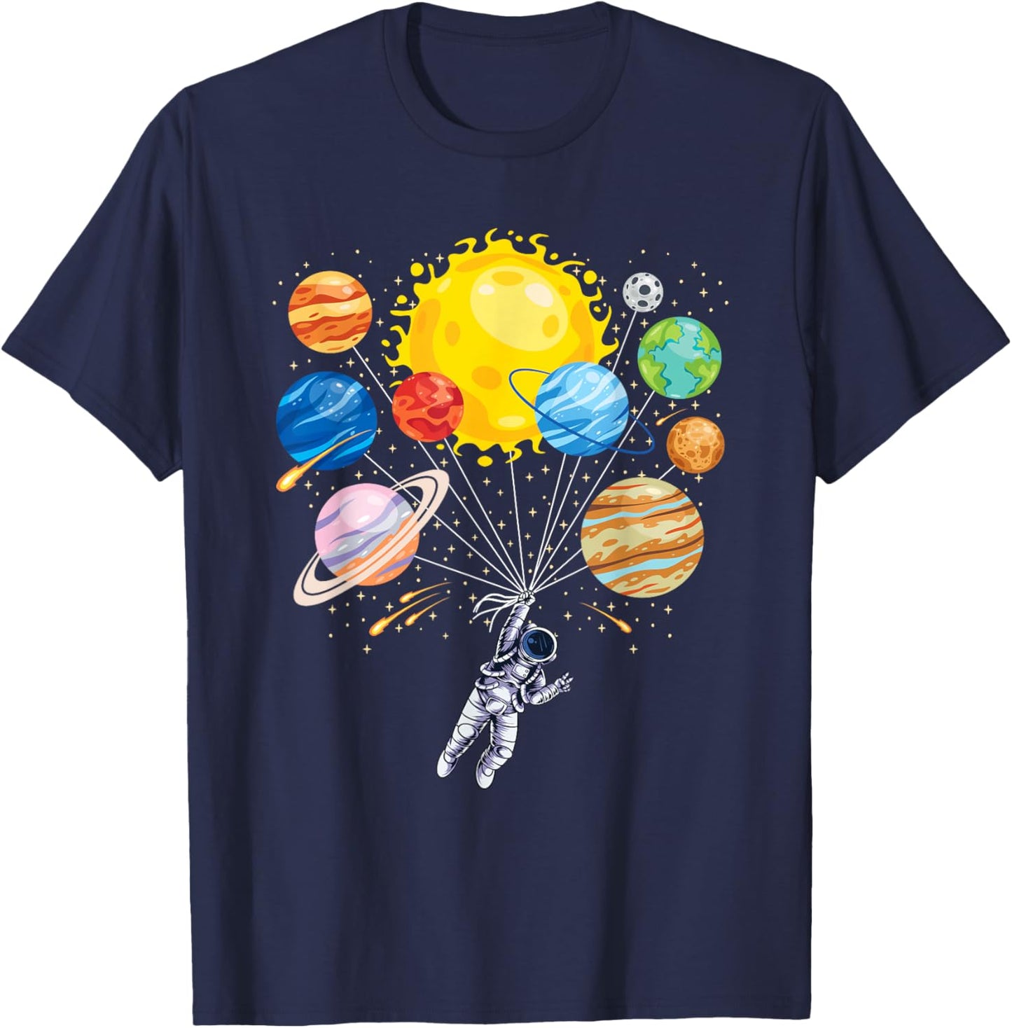 Funny Astronaut Planet Space Solar System Men Women Kids T-Shirt - T-Shirt | Navy