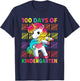 100 Days of Kindergarten School Unicorn Flossing Girls Kids T-Shirt - T-Shirt | Navy