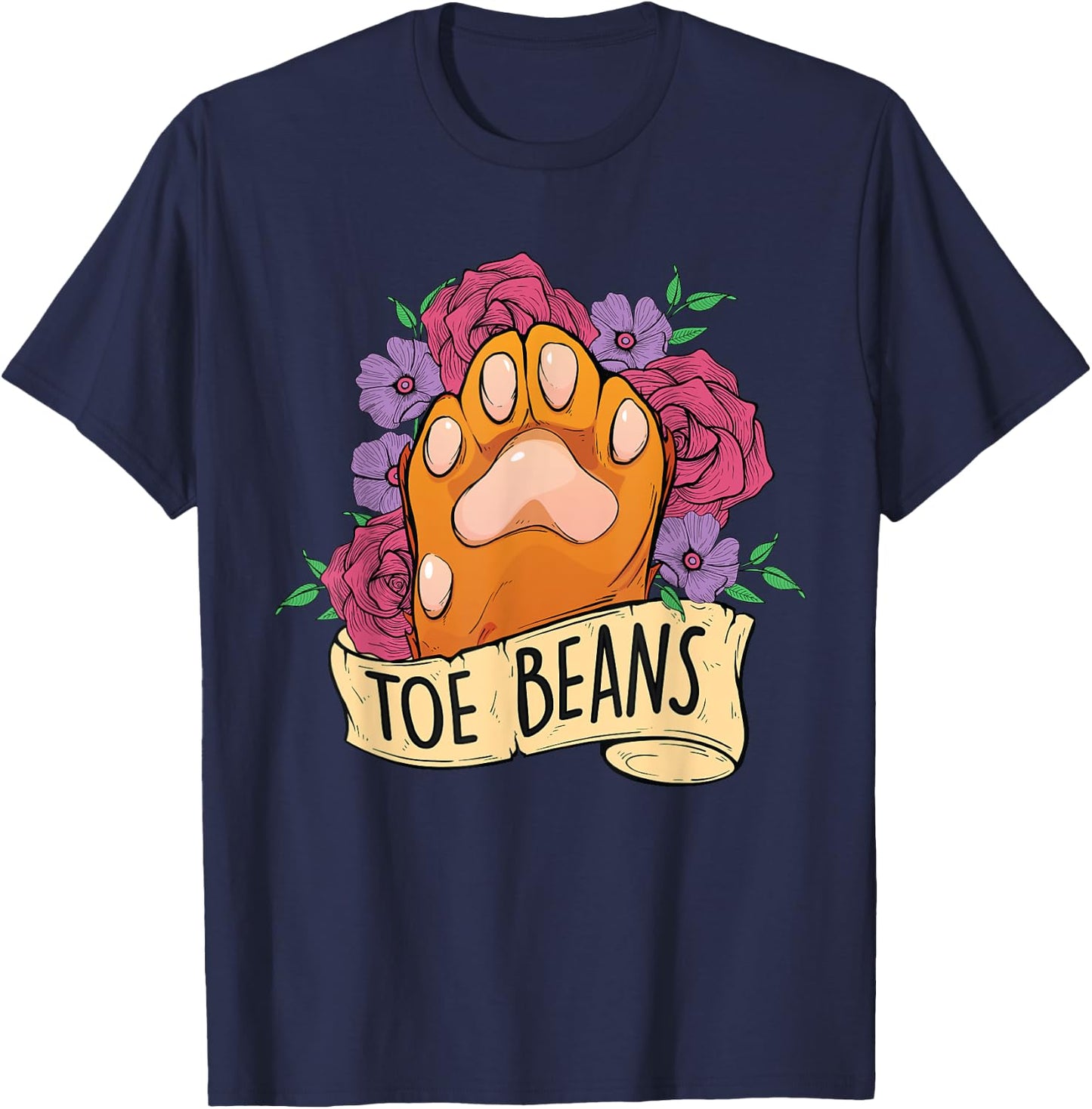 Toe Beans - Retro Paws Cat Owner Animal Lover Veterinarian Women Kids T-Shirt - T-Shirt | Navy