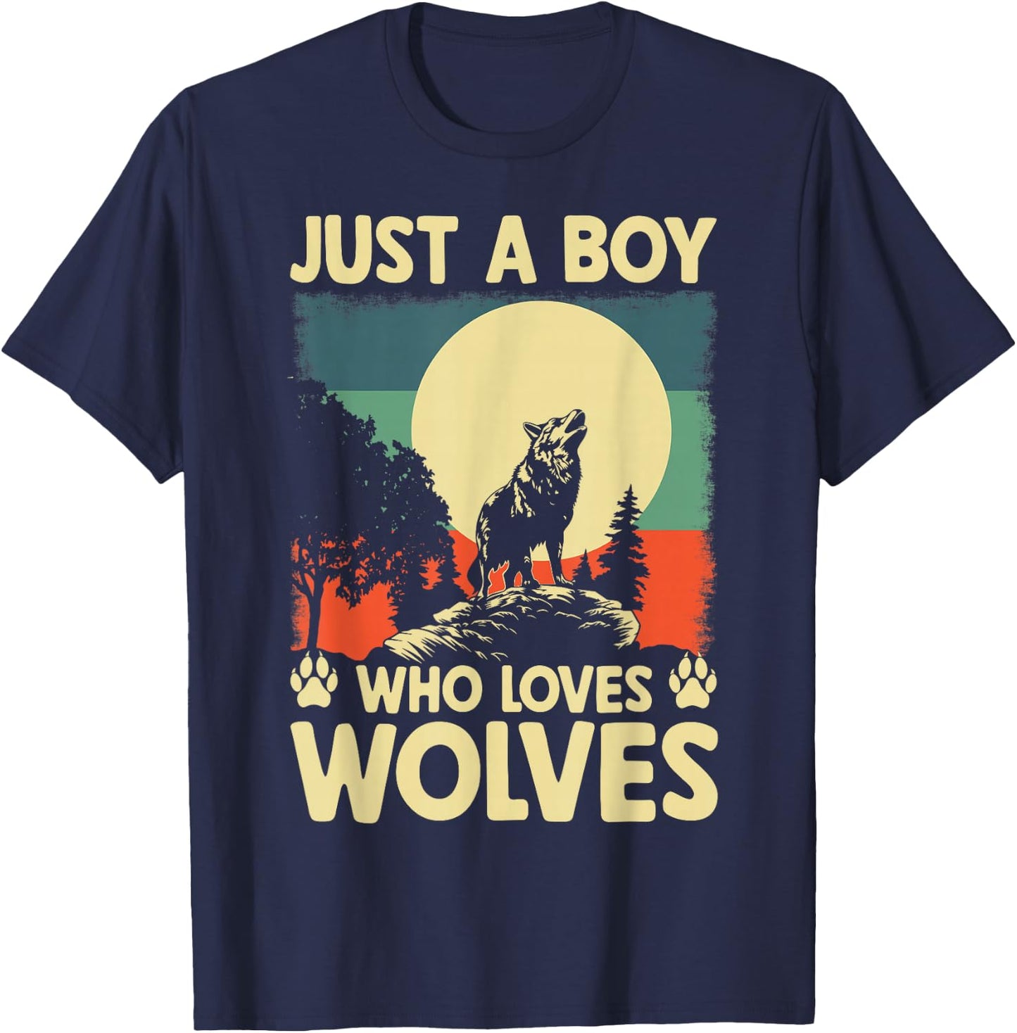 Just A Boy Who Loves Wolves T-Shirt - T-Shirt | Navy