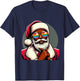 Retro Colored Santa Face Pride Rainbow Sunglasses Christmas T-Shirt - T-Shirt | Navy