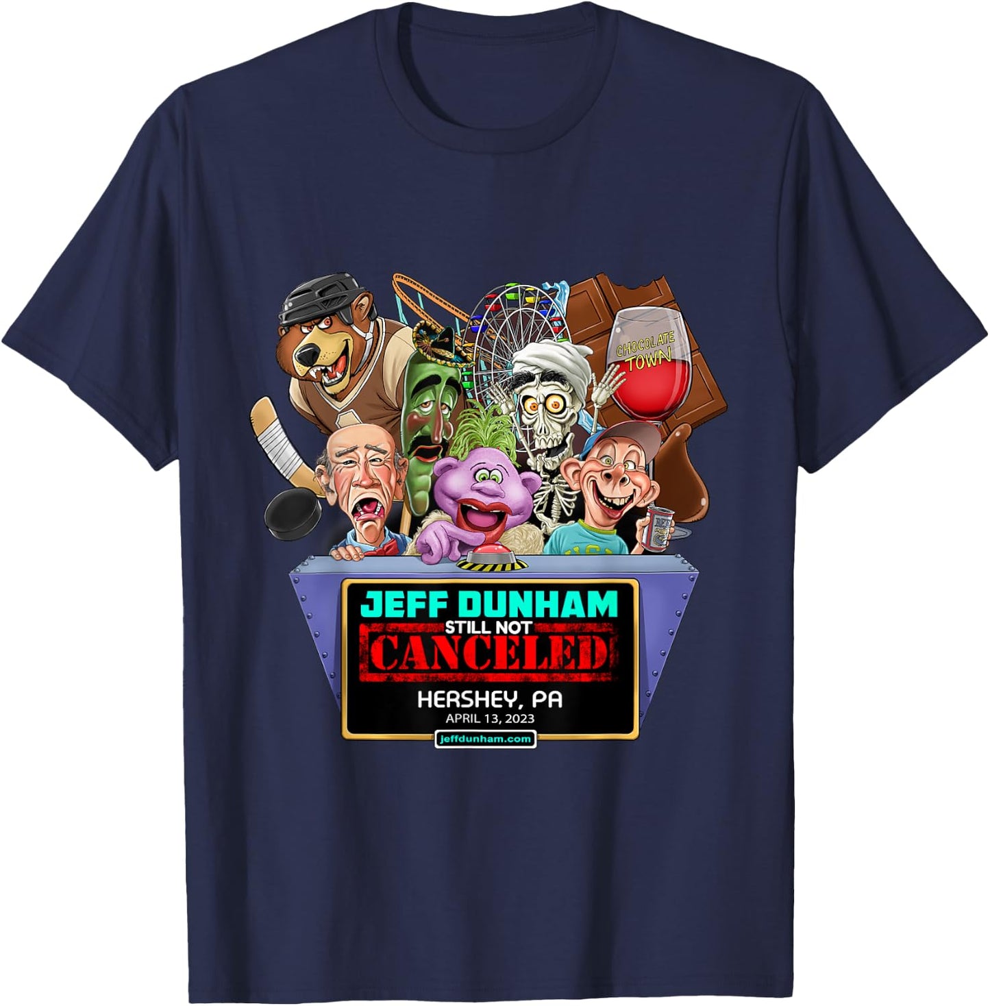 Jeff Dunham Hershey, PA (2023) T-Shirt - T-Shirt | Navy