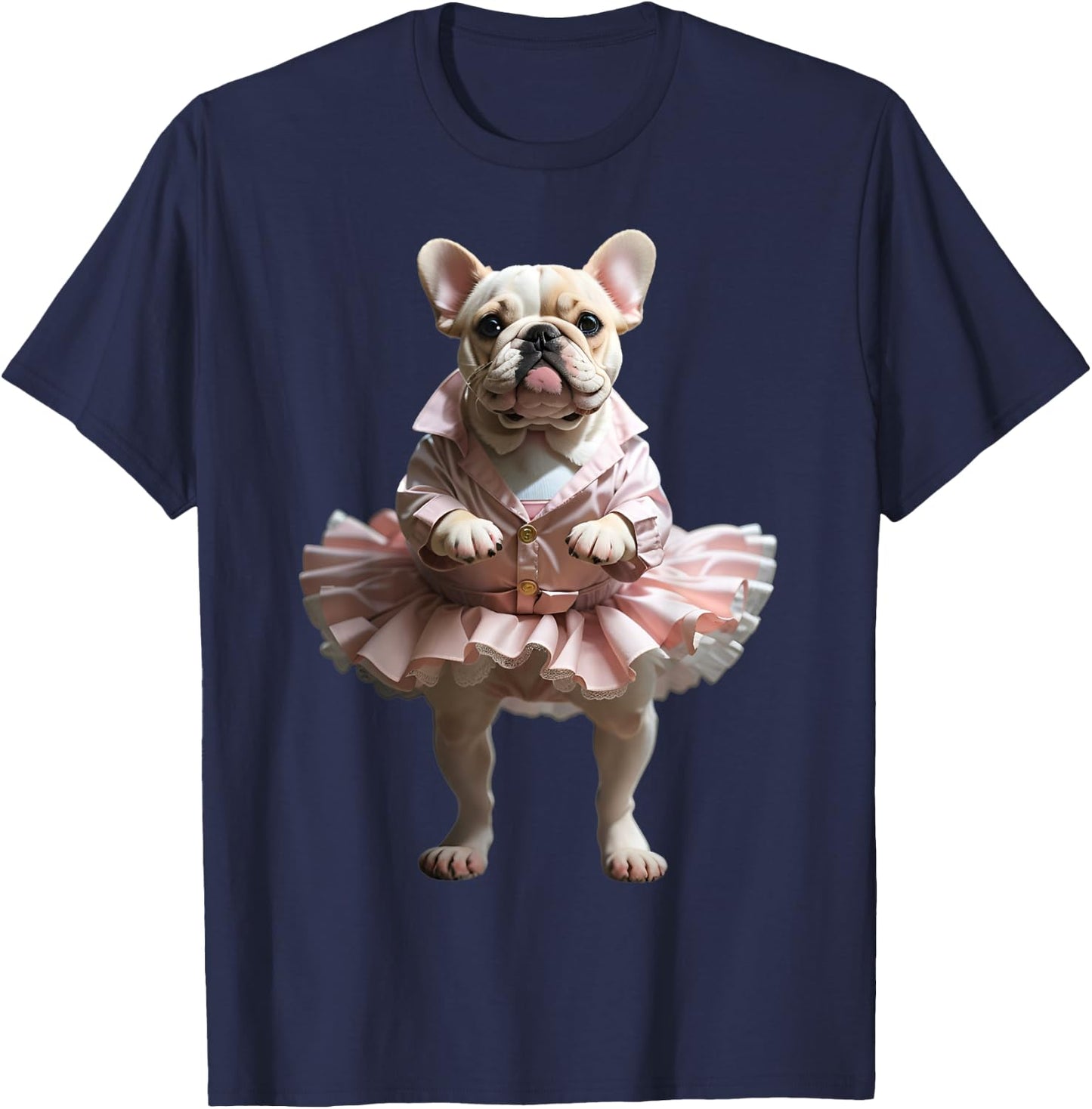 French Bulldog Ballet Funny Dog Owner Pet Tutu Graphic Women Kids T-Shirt - T-Shirt | Navy