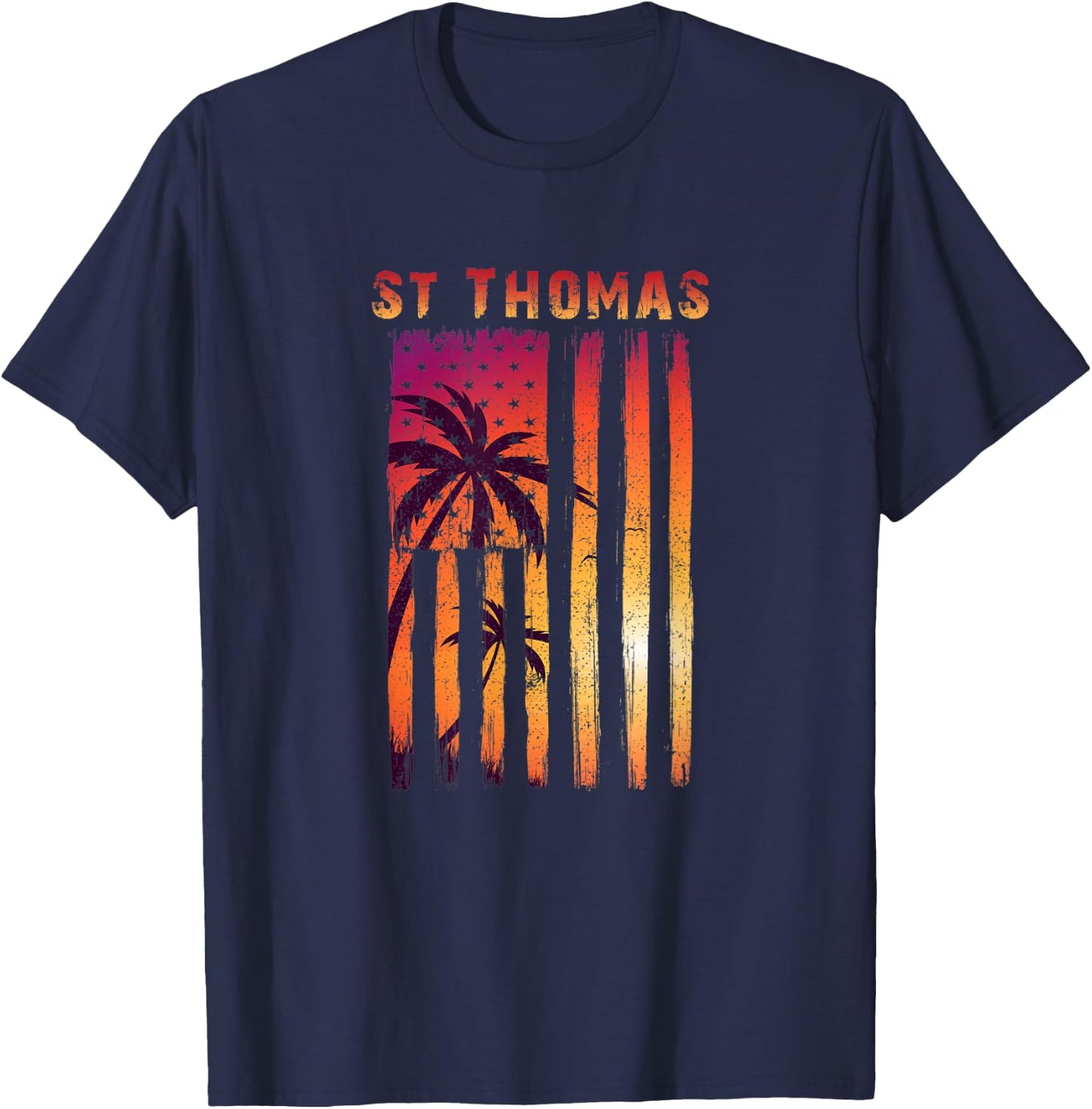 Vintage St. Thomas Patriotic Flag T-Shirt - T-Shirt | Navy