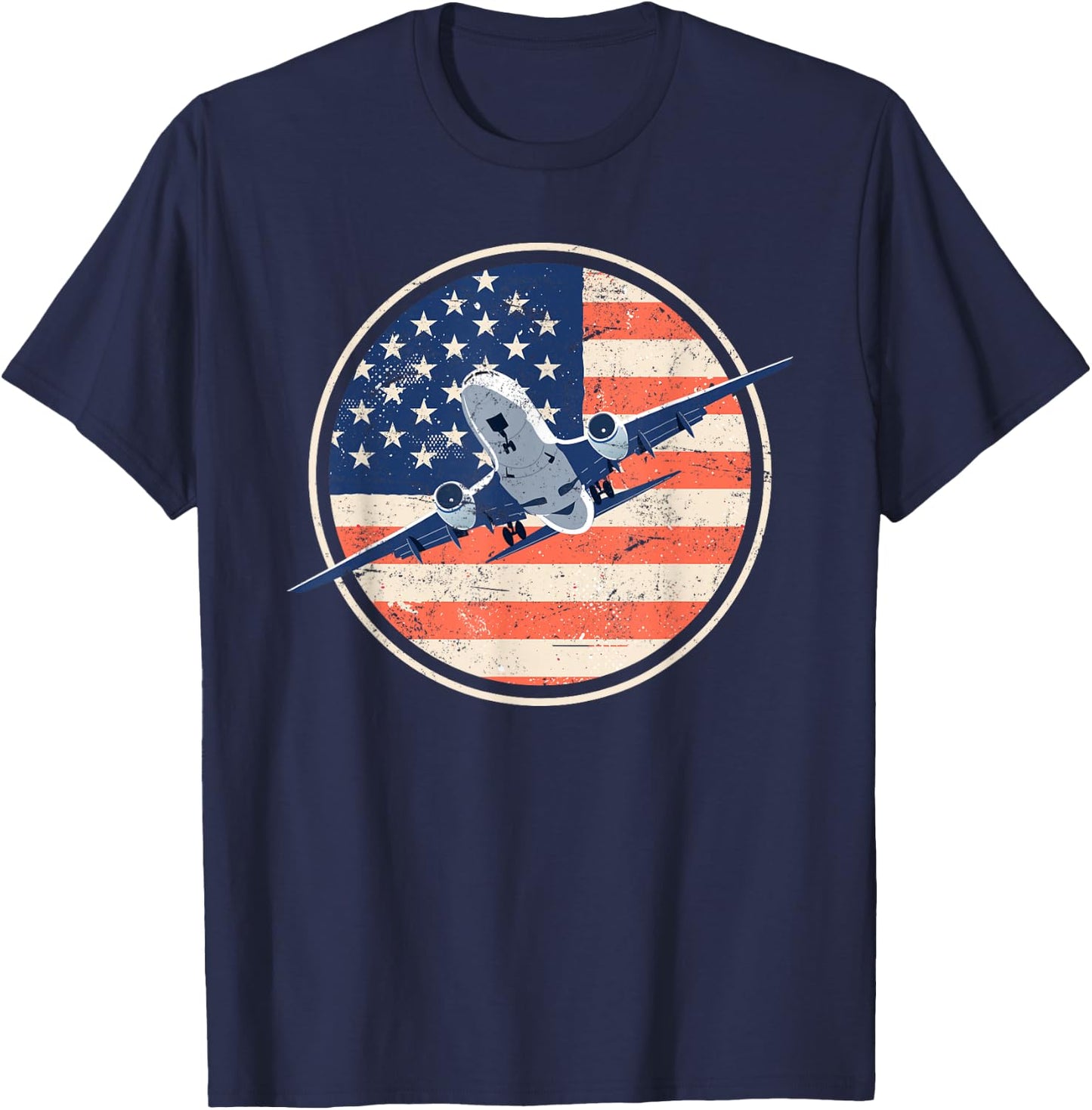Airline Pilot American Flag Women Men T-Shirt - T-Shirt | Navy
