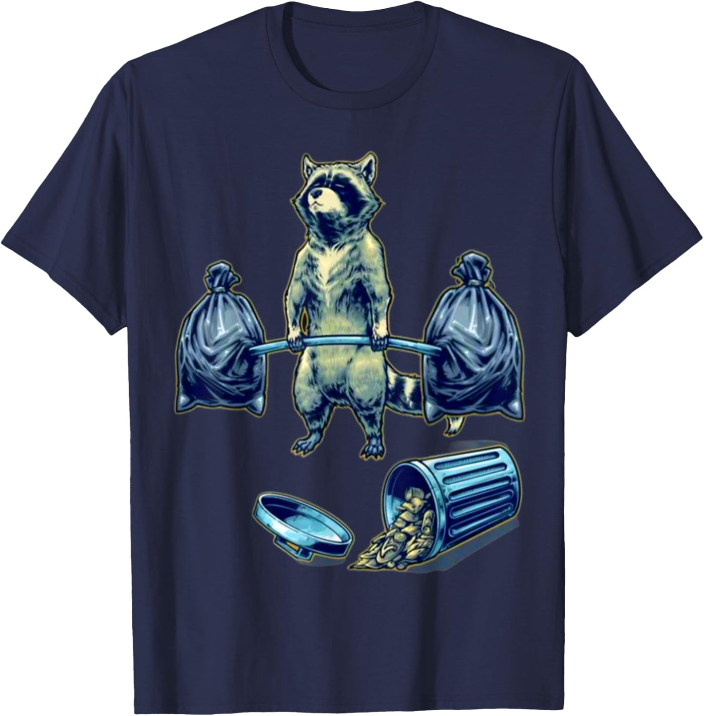 Deadlifting Raccoon Weightlifting Bodybuilding Fitness Gym T-Shirt - T-Shirt | Navy