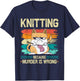 Knitting Because Murder is Wrong Cat Knits T-Shirt - T-Shirt | Navy