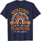 School Secretary Rainbow Leopard Halloween Front Office T-Shirt - T-Shirt | Navy