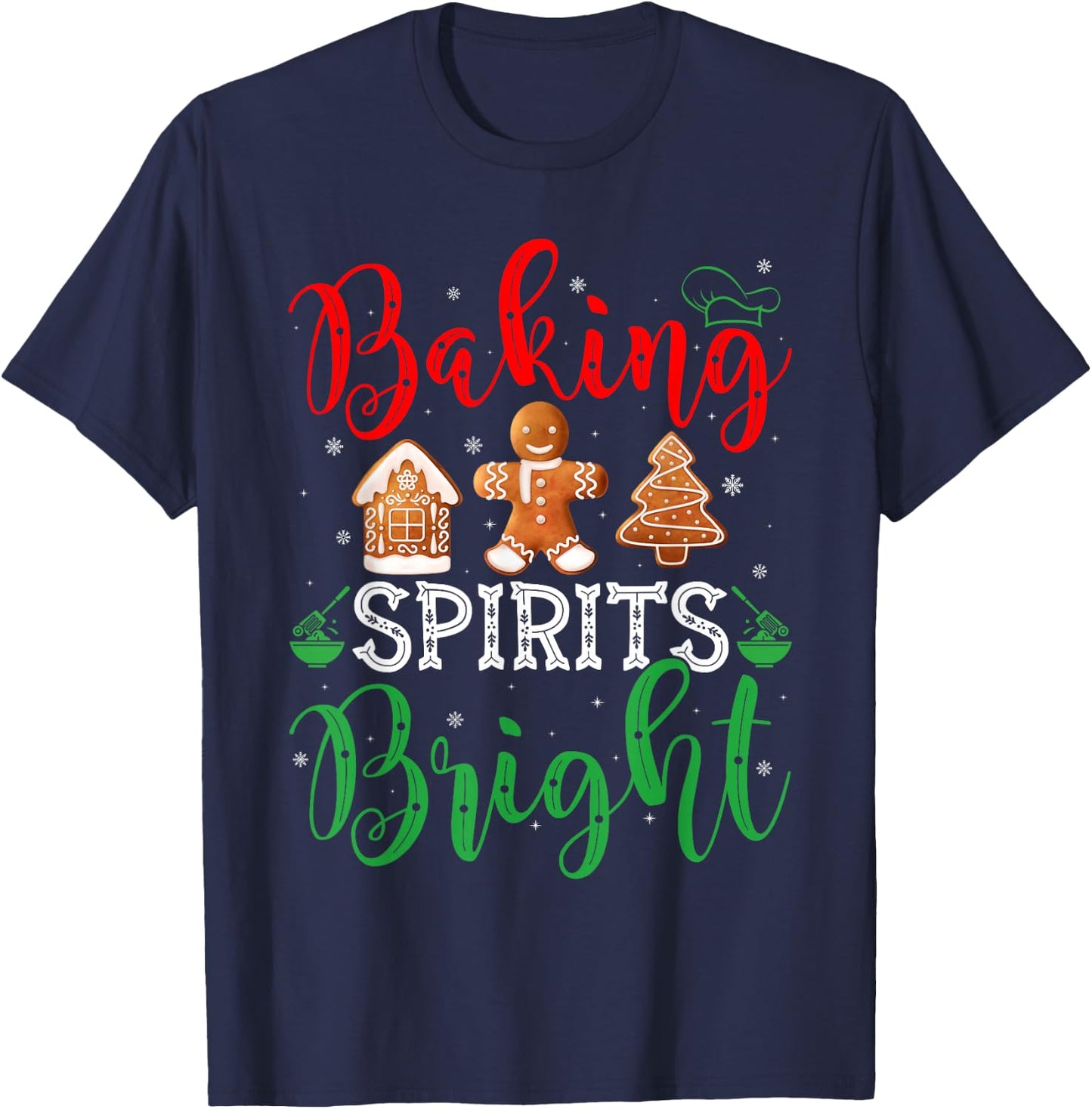 Christmas Baking Spirits Bright Cute Christmas Pajama T-Shirt - T-Shirt | Navy
