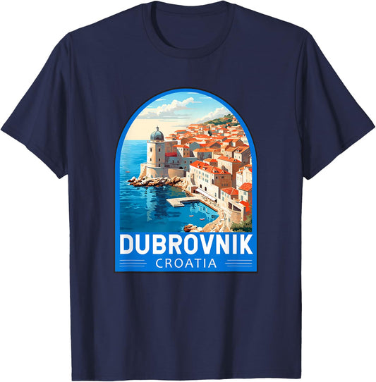 Dubrovnik Croatia Travel Retro Emblem Vintage T-Shirt - T-Shirt | Navy