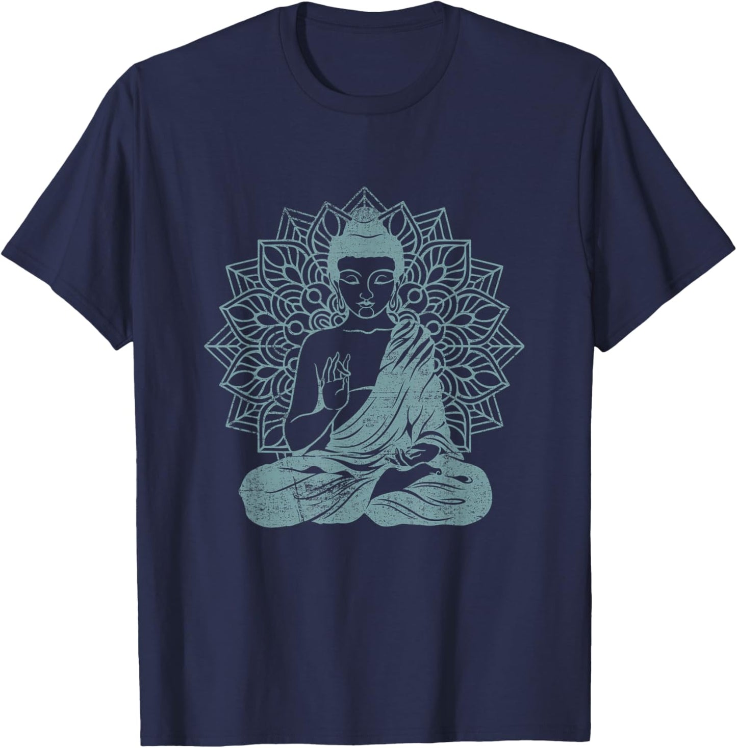 Buddha Blue Buddhism Zen Buddhist Spiritual Meditation Yoga T-Shirt - T-Shirt | Navy