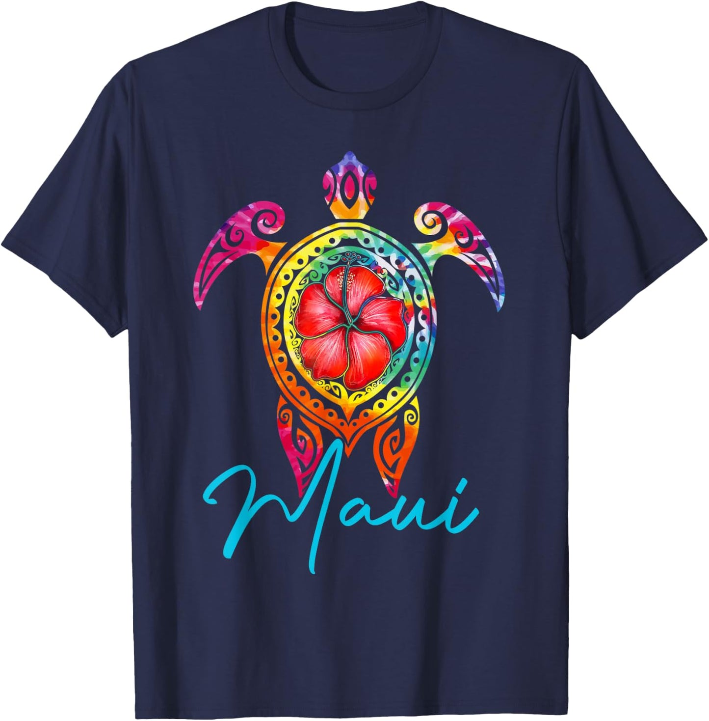 Maui Hawaii Tie Dye Sea Turtle, Maui Family Vacation 2025 T-Shirt - T-Shirt | Navy