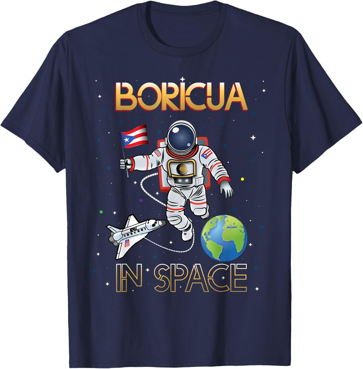 Boricua in Space - Apparel T-Shirt - T-Shirt | Navy