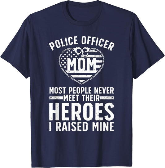 Police Officer Mom Art For Mother Women Cop Police Officer T-Shirt - T-Shirt | Navy