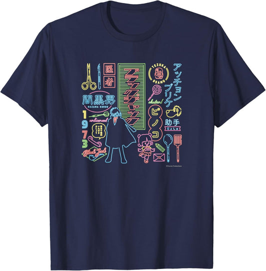 Black Jack neon (C)TEZUKA PRODUCTIONS T-Shirt - T-Shirt | Navy