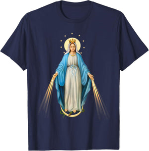 Holy Mother Mary Mother of Jesus Vintage Catholic Art Women T-Shirt - T-Shirt | Navy