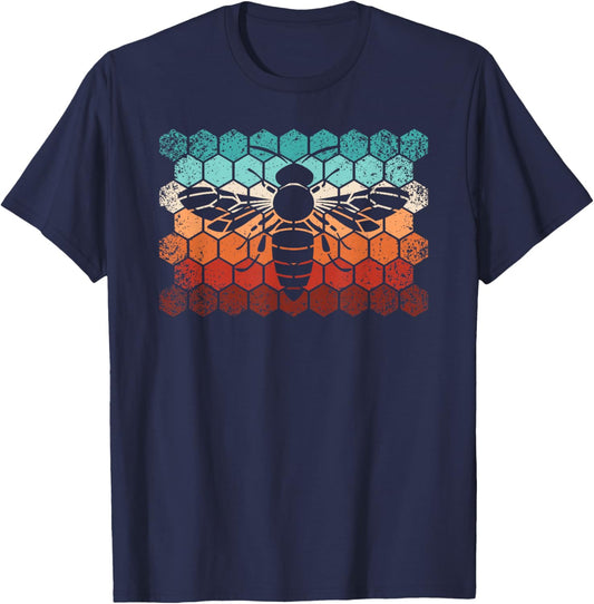 Beekeeping Honey Honeycomb Beekeeper Retro Bee Men T-Shirt - T-Shirt | Navy