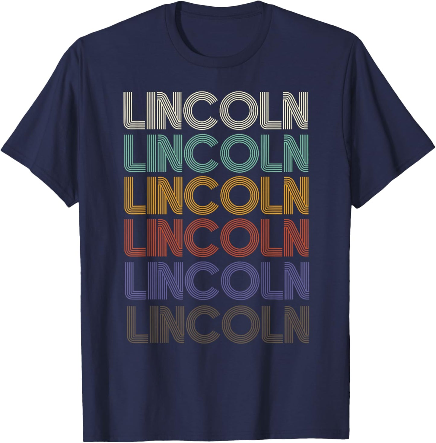 Lincoln First Name Retro Pattern Vintage Stylet T-Shirt - T-Shirt | Navy