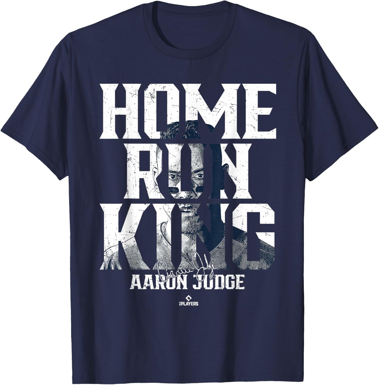 Home Run King Portrait Aaron Judge New York MLBPA T-Shirt - T-Shirt | Navy