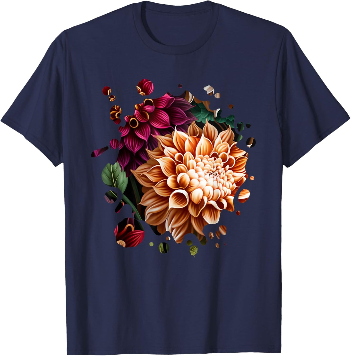 Vintage Dahlia Inspired Flower Plant Lover Funny gardening T-Shirt - T-Shirt | Navy