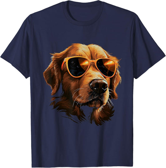 Golden Retriever Dog Sunglasses for Children Boys Girls T-Shirt - T-Shirt | Navy