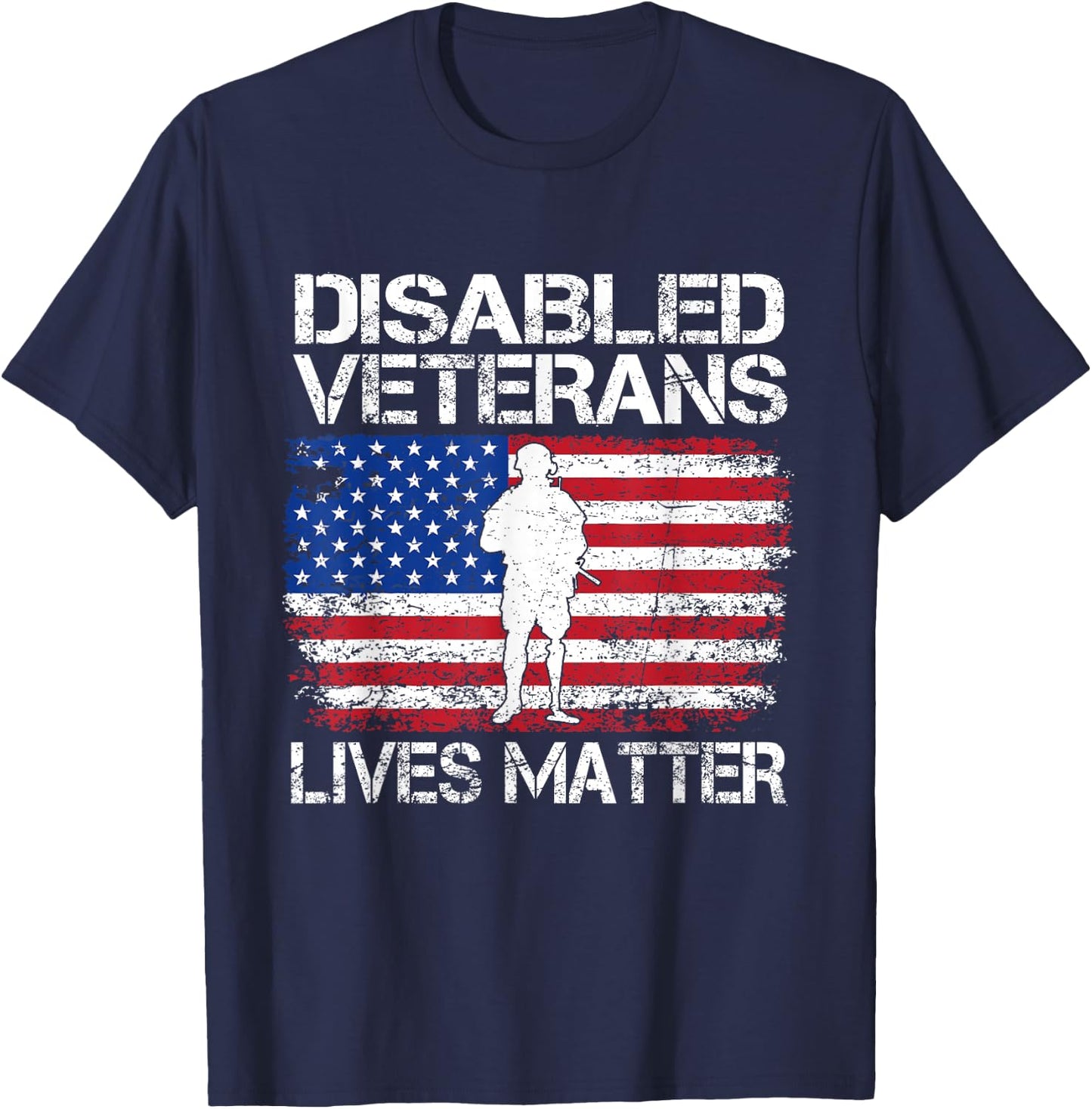 Disabled Veteran Lives Matter Flag American US Vet Military T-Shirt - T-Shirt | Navy