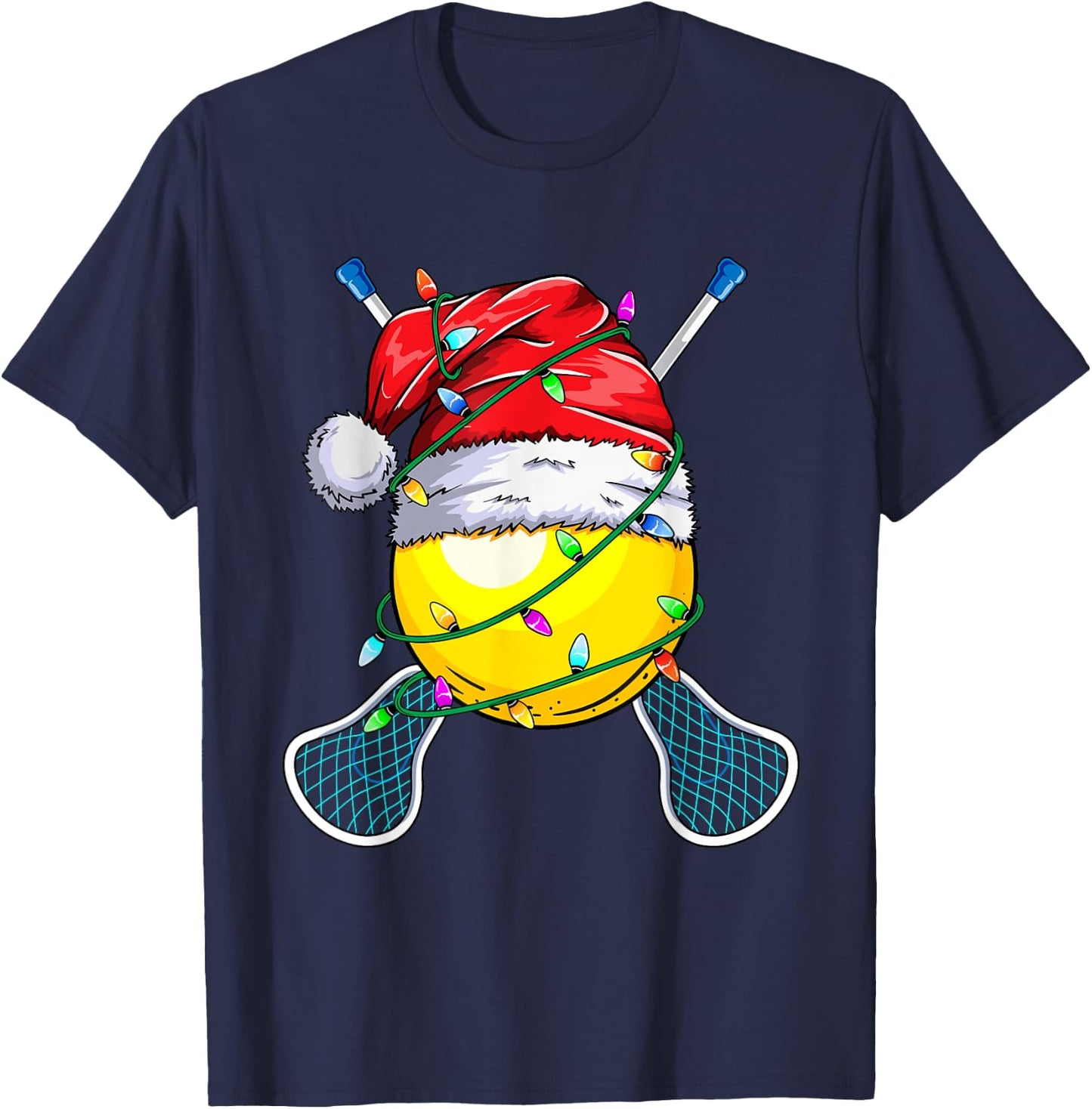 Santa Sports Design- Christmas Lacrosse Player T-Shirt - T-Shirt | Navy