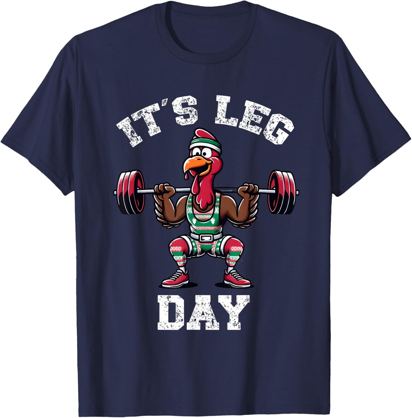 Funny Deadlifting Turkey Thanksgiving Leg Day Deadlift T-Shirt - T-Shirt | Navy