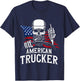 American Trucker for Patriotic Truck Driver T-Shirt - T-Shirt | Navy