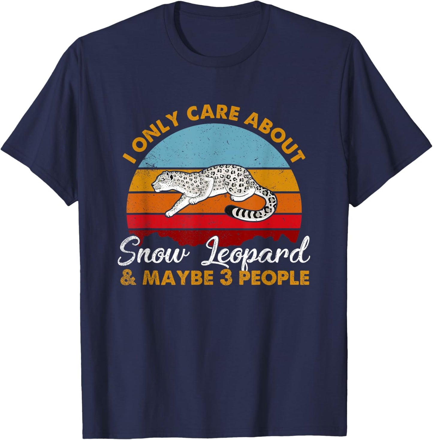 Retro Style Sunset Snow Leopard T-Shirt - T-Shirt | Navy