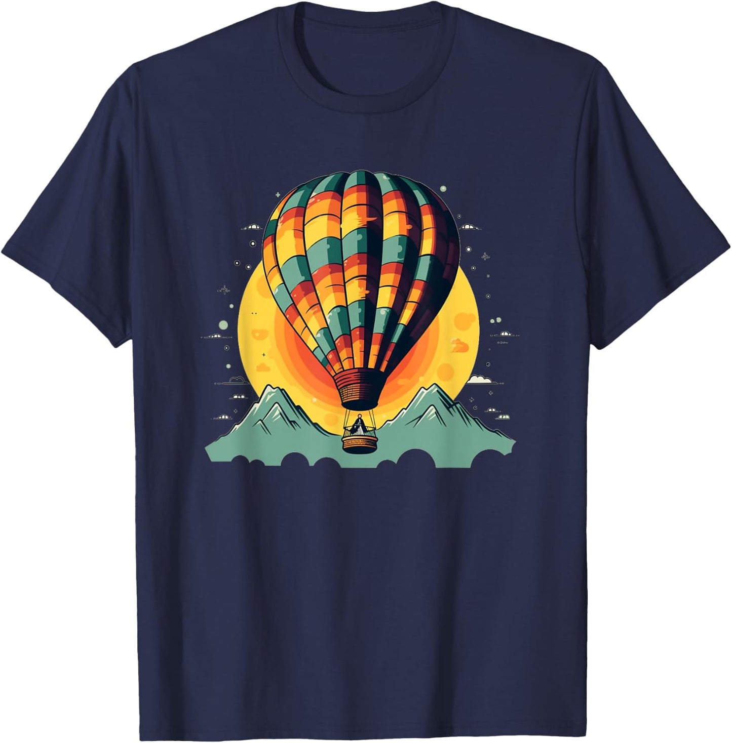 Cool hot Air Balloon with Mountains T-Shirt - T-Shirt | Navy