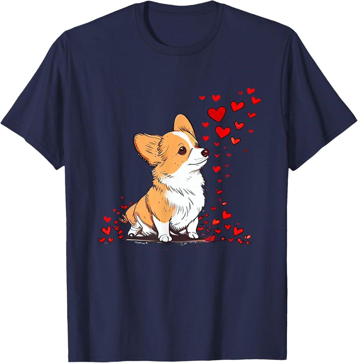 Dog Valentine Cute Corgi Valentine's Day T-Shirt - T-Shirt | Navy