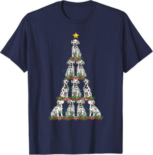 Merry Christmas Dalmatian Dog Christmas Tree T-Shirt - T-Shirt | Navy