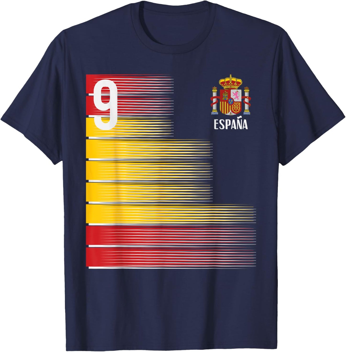 Spain Number 9 Espana Spanish Soccer Fan Men Women Kids Boys T-Shirt - T-Shirt | Navy