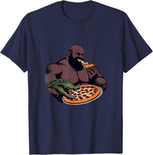 Gumbo Slice & Croc Buddy Pizzagator Epic Pizza Time Funny T-Shirt - T-Shirt | Navy